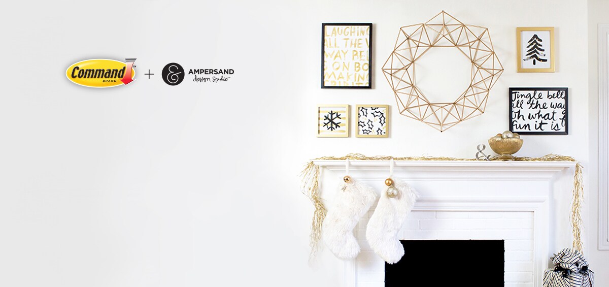 decorative wall hangers around a fireplace for the holidays