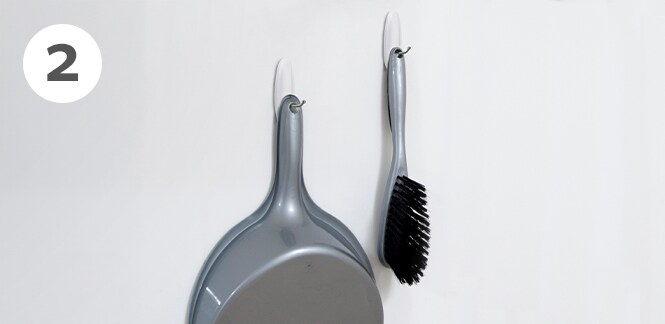 Command Medium wire hook as hooks for hanging brooms and mops
