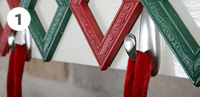 Command as wall hooks for Christmas stockings
