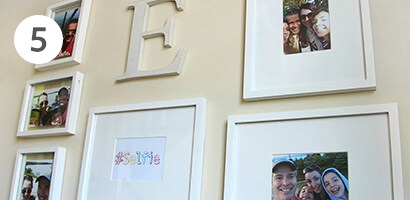 selfie gallery using picture hanging strips

